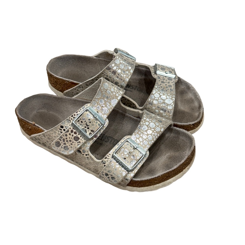 Birkenstock Arizona Slides Metallic Stones Silver Sandals EUR 35 US 4 4.5
